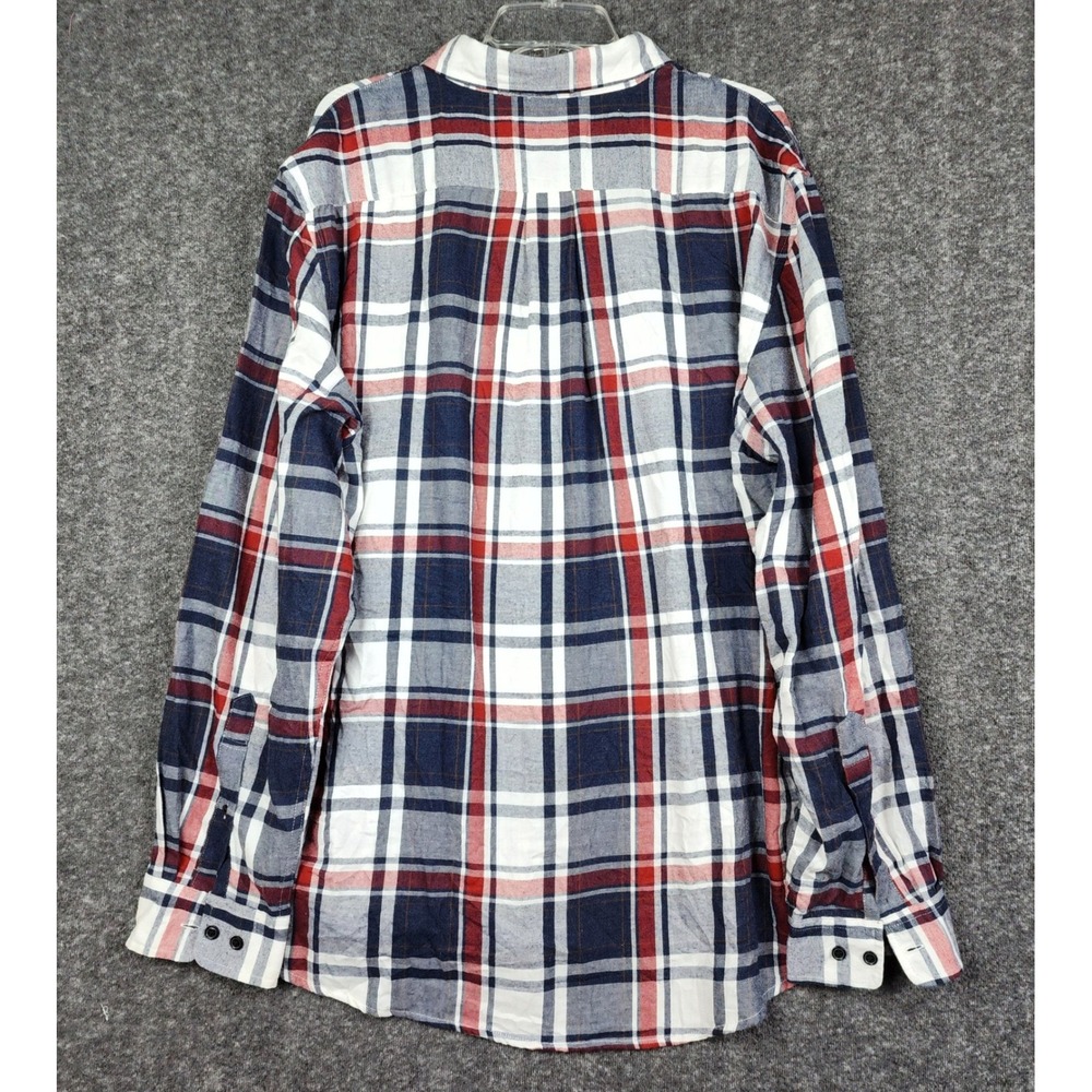 US Polo Assn Button Down Shirt Mens 2XL Navy Red White Plaid Long Sleeve Logo - Picture 2 of 9